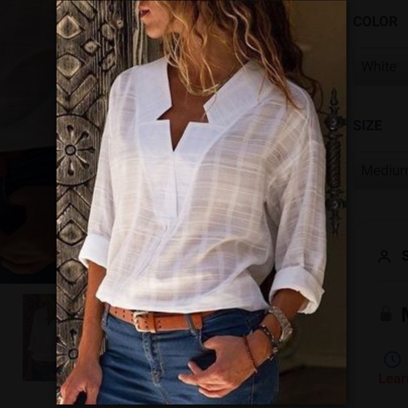 White Basic V-Neck Blouse